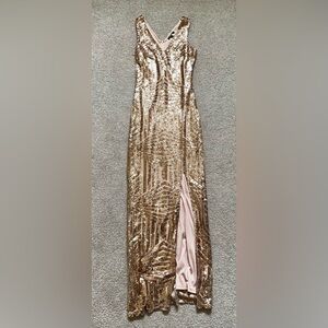 Elegant Gold Sequin Maxi Dress